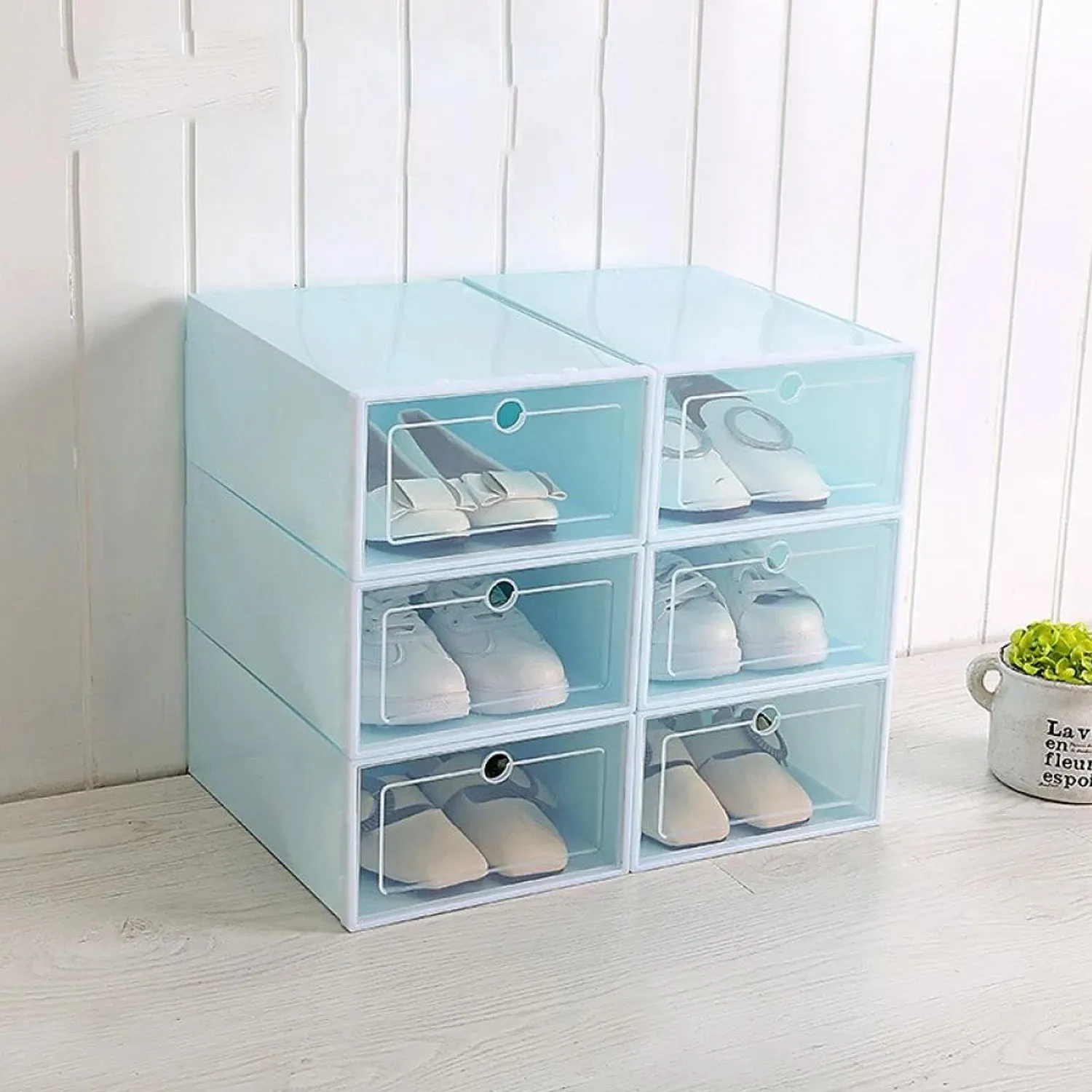 1 Layer Plastic Shoes Storage Box, Stackable Shoe Storage (1 pc / 32x21x12 CM)