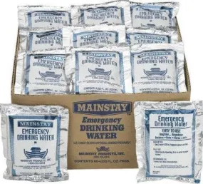 1 pallet , 84 Cases, each case has 60 pouches  of Mainstay Emergency Drinking Water 4.225 oz