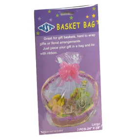 1250-Clear Large Basket Gift Bags 3 Pcs