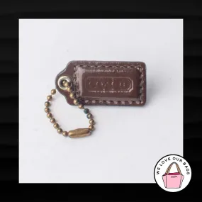 1.5" Small COACH BROWN PATENT LEATHER BRASS KEY FOB CHARM KEYCHAIN HANG TAG