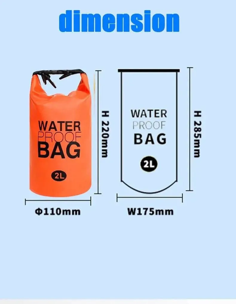 2 Liter Waterproof Dry Bag Storage Swimming Kayak River Hiking Float Sailing Canoe Diving Compression Backpack