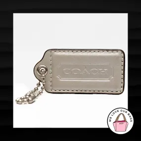 2.5" Large COACH SILVER LEATHER KEY FOB BAG CHARM KEYCHAIN HANGTAG TAG