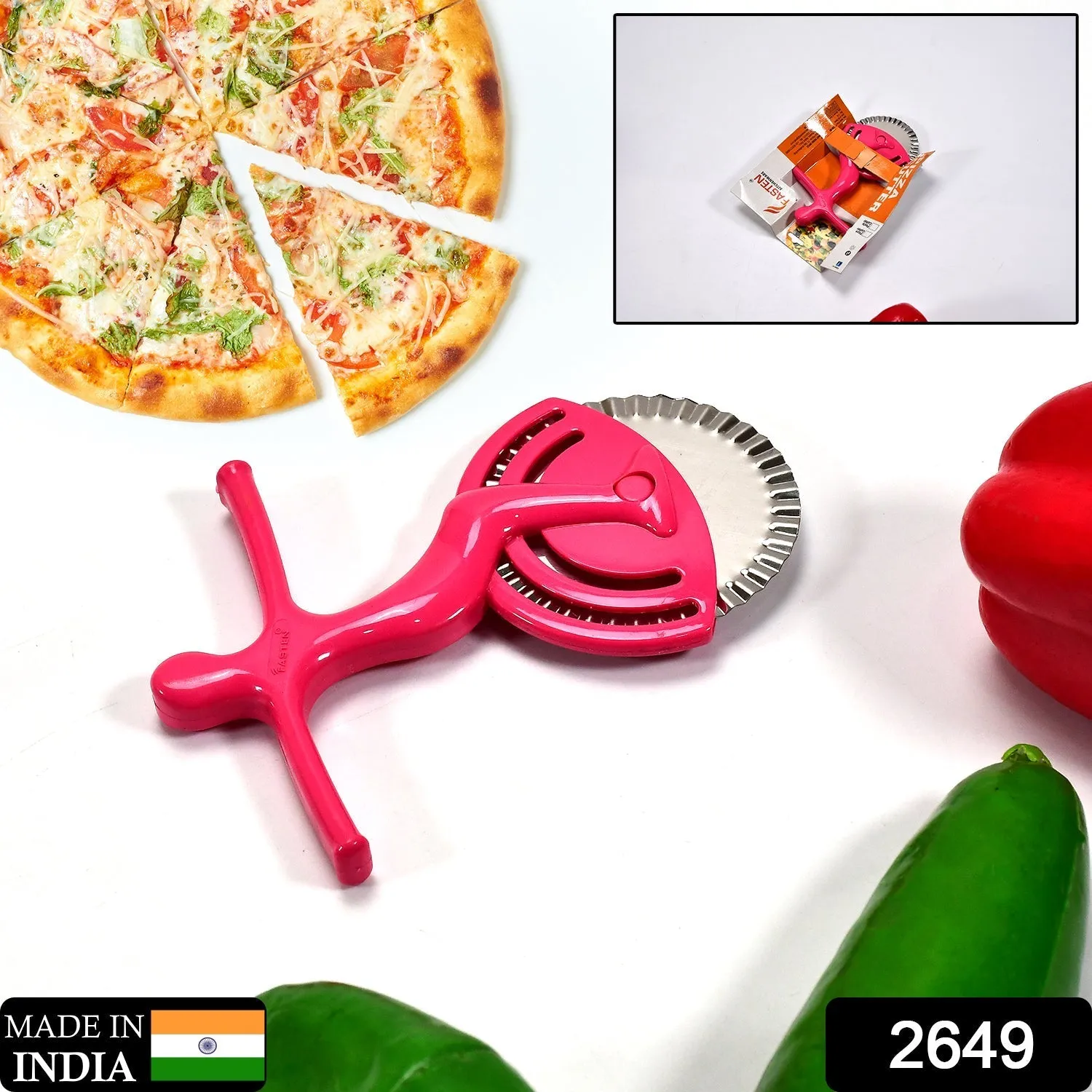 2649 Pizza / Sandwich / Burger / Slicer / Multipurpose Cutter for, Kitchen, Restaurant roll Cutting Wheel