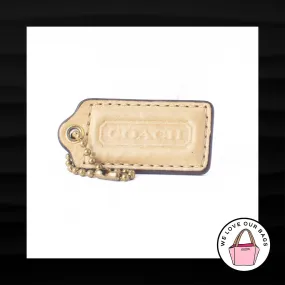 2" Medium COACH CREAM GOLD LEATHER BRASS KEY FOB BAG CHARM KEYCHAIN HANGTAG TAG