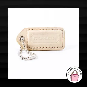 2" Medium COACH IVORY WHITE TAN LEATHER KEY FOB BAG CHARM KEYCHAIN HANGTAG TAG