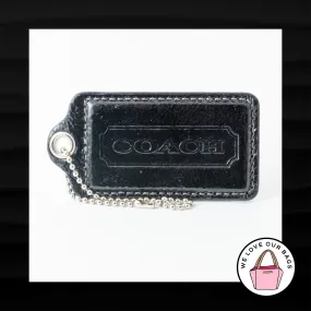 3.5" XL COACH BLACK PATENT LEATHER KEY FOB BAG CHARM KEYCHAIN HANGTAG TAG