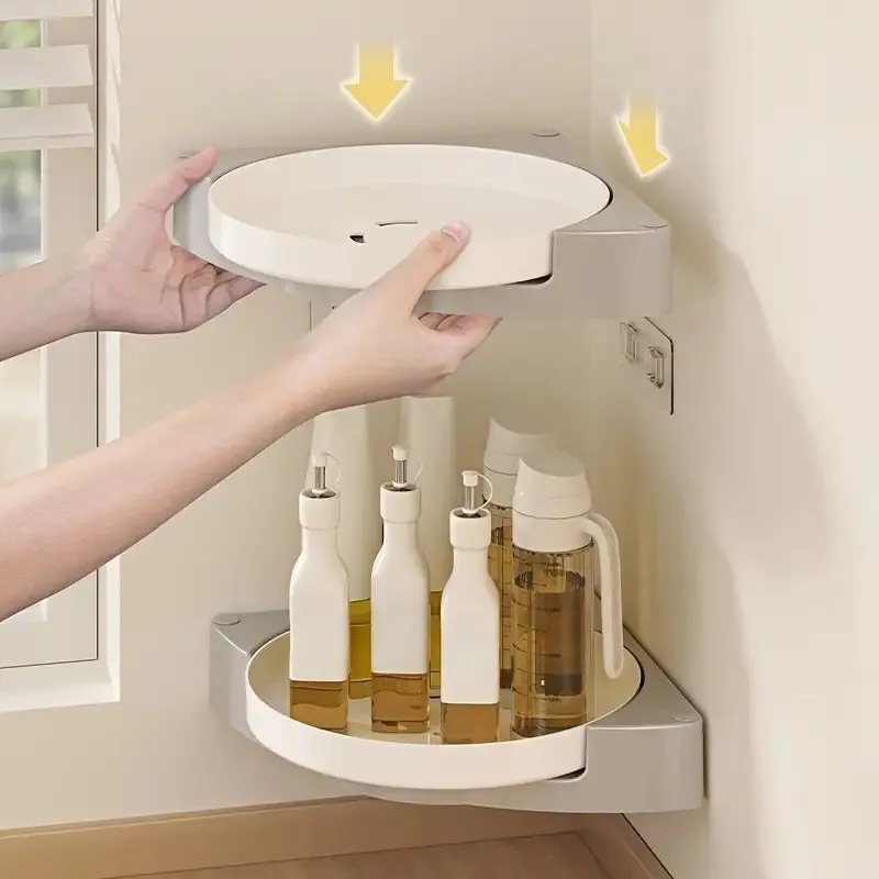 360° Rotating Bathroom Corner Shelf