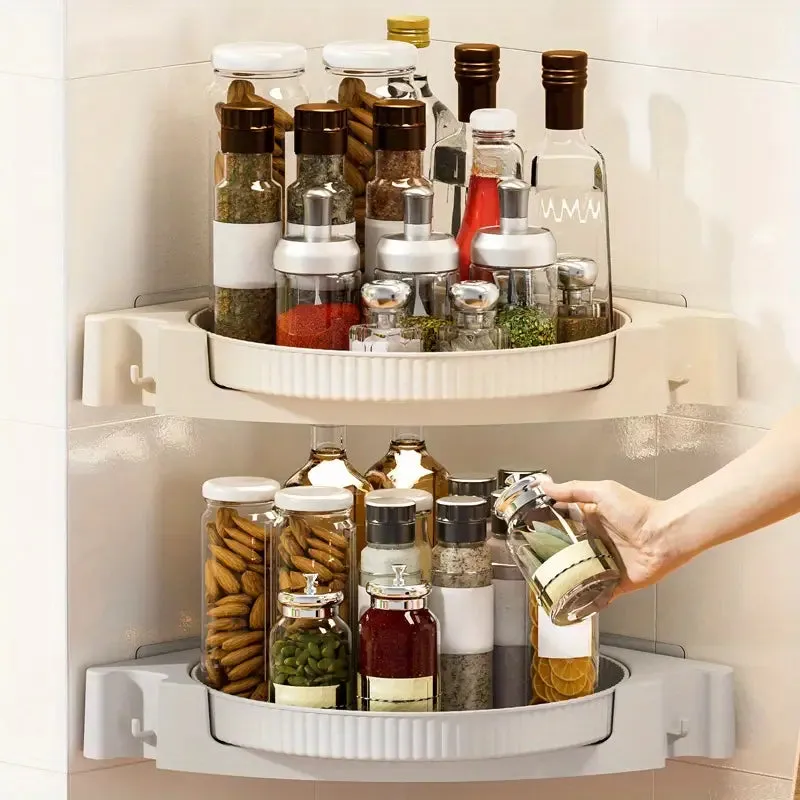 360° Rotating Bathroom Corner Shelf