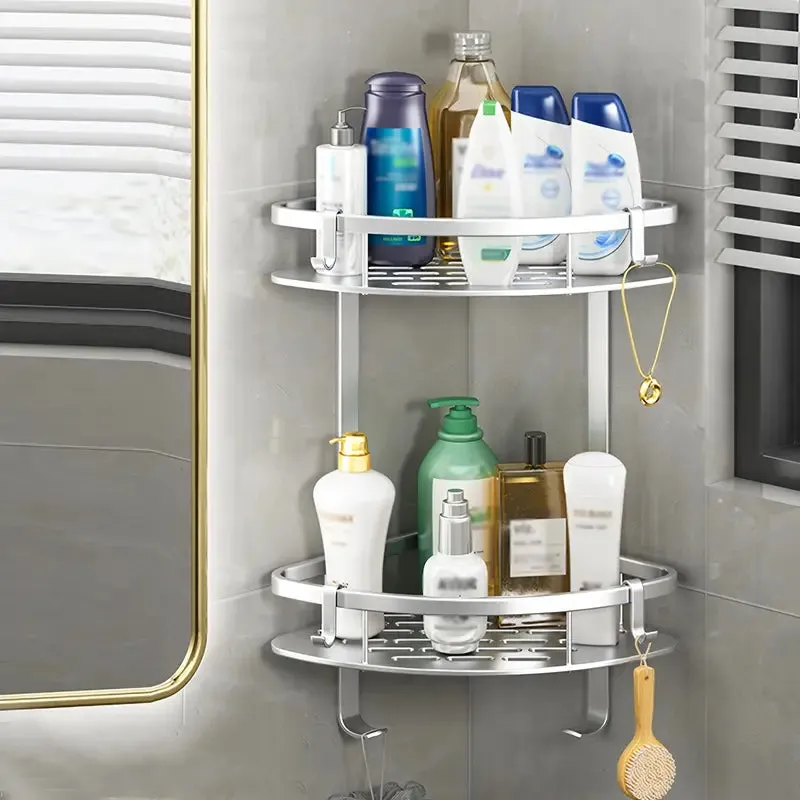 360° Rotating Bathroom Corner Shelf