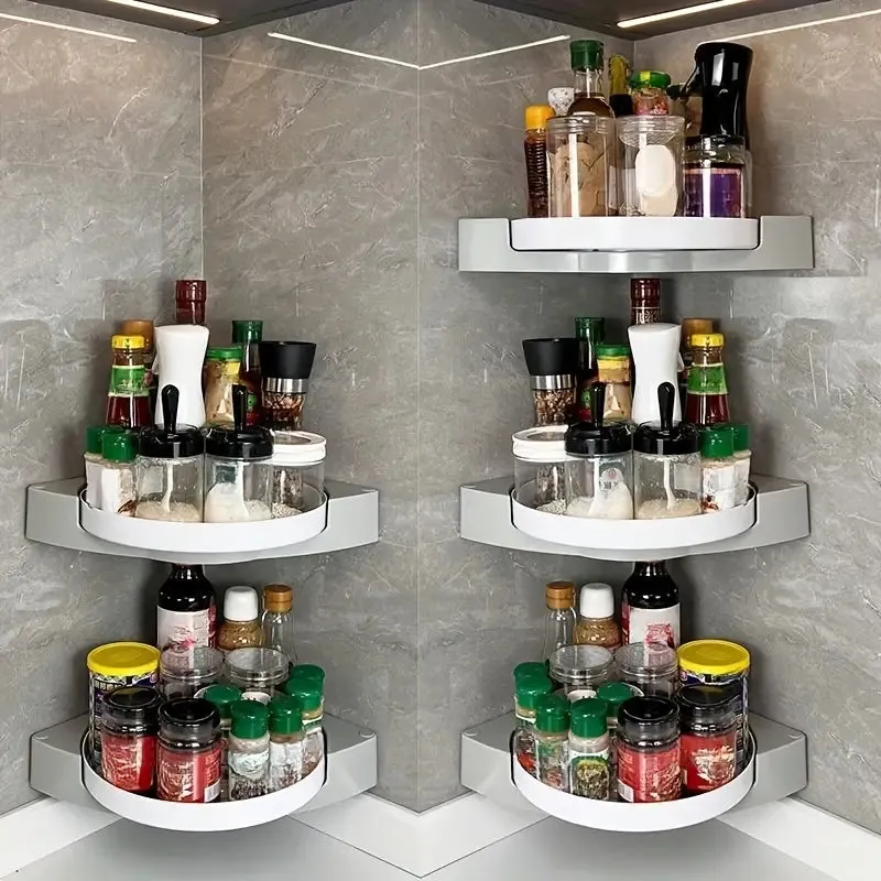 360° Rotating Bathroom Corner Shelf