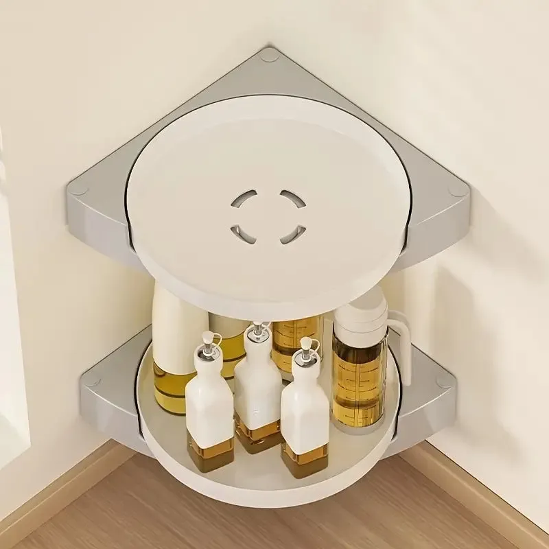 360° Rotating Bathroom Corner Shelf