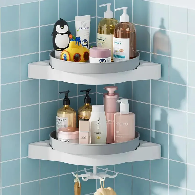 360° Rotating Bathroom Corner Shelf