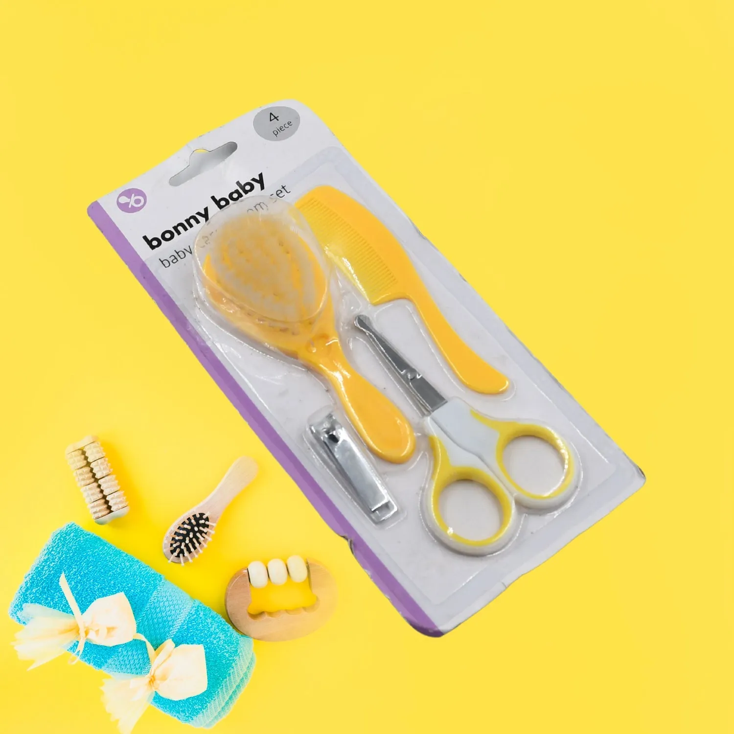 6546 Born Baby Health Care Kit Baby Health Care And Grooming Kit 4 in 1 Nail Clipper Brush Comb Scissors Baby Safety Care Kit