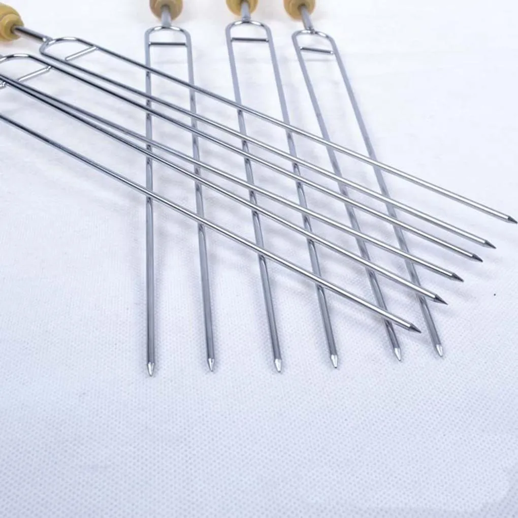 6pcs U-Shaped Wooden Handle BBQ Skewers