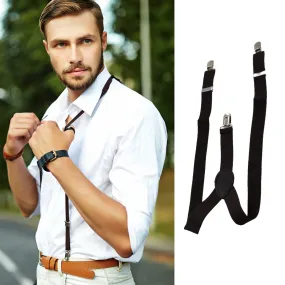 7300 Suspenders Adjustable - Elastic Y Shape Soild Color Suspender Metal Clip Elastic Casual and Formal Suspenders for MEN boys women girls