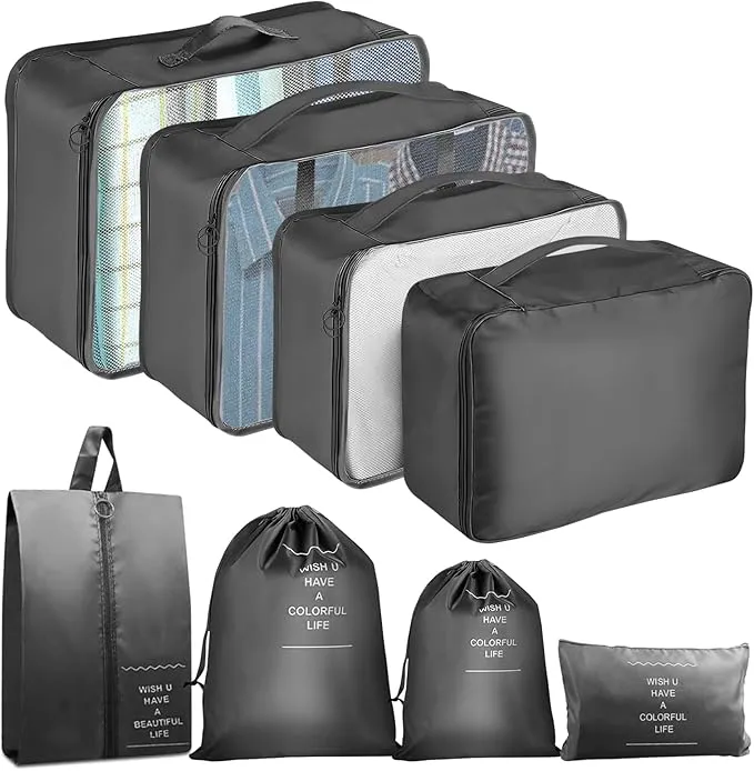 8 pcs Set Travel Luggage Organizer Packing Cube