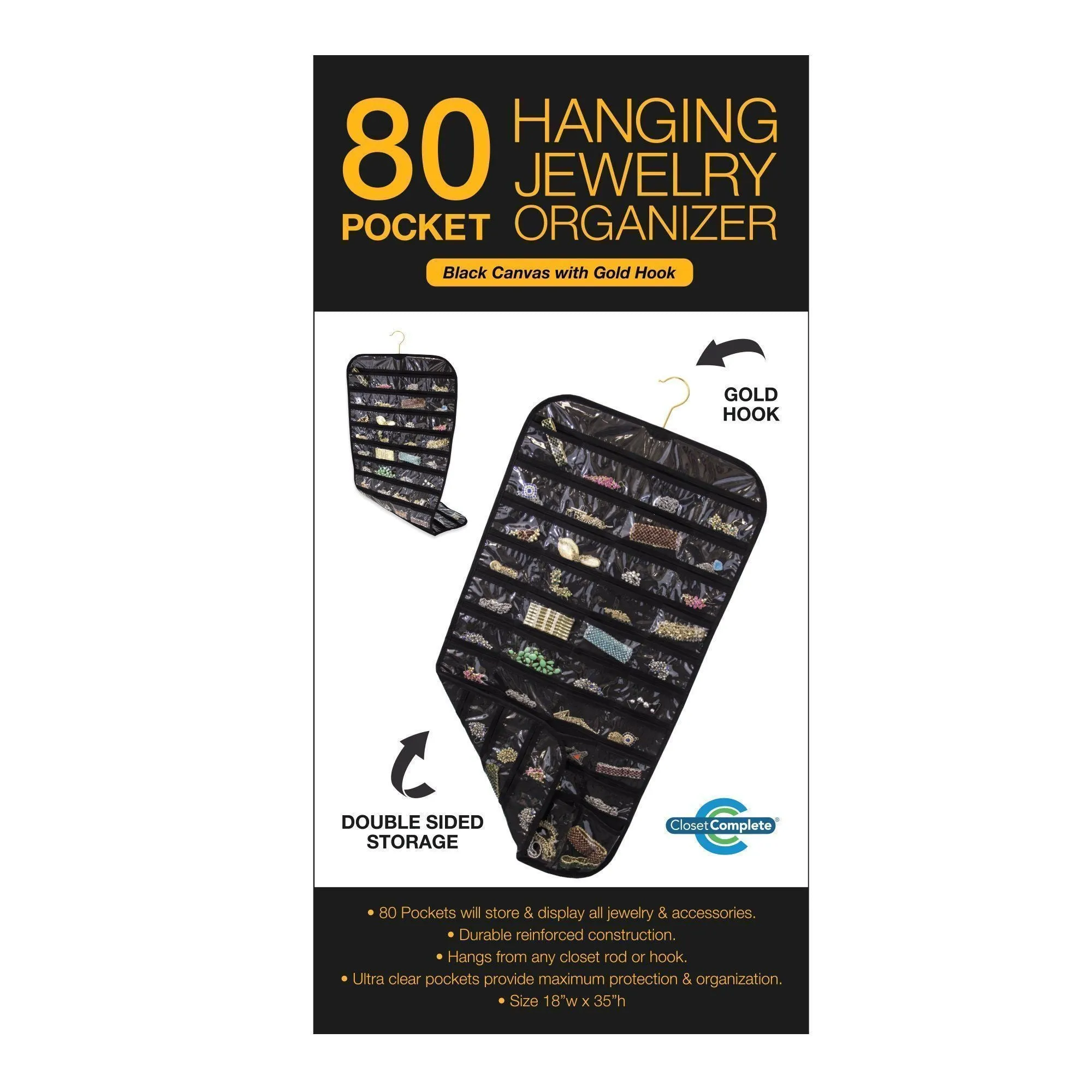 80 Pocket Hanging Jewelry Organizer