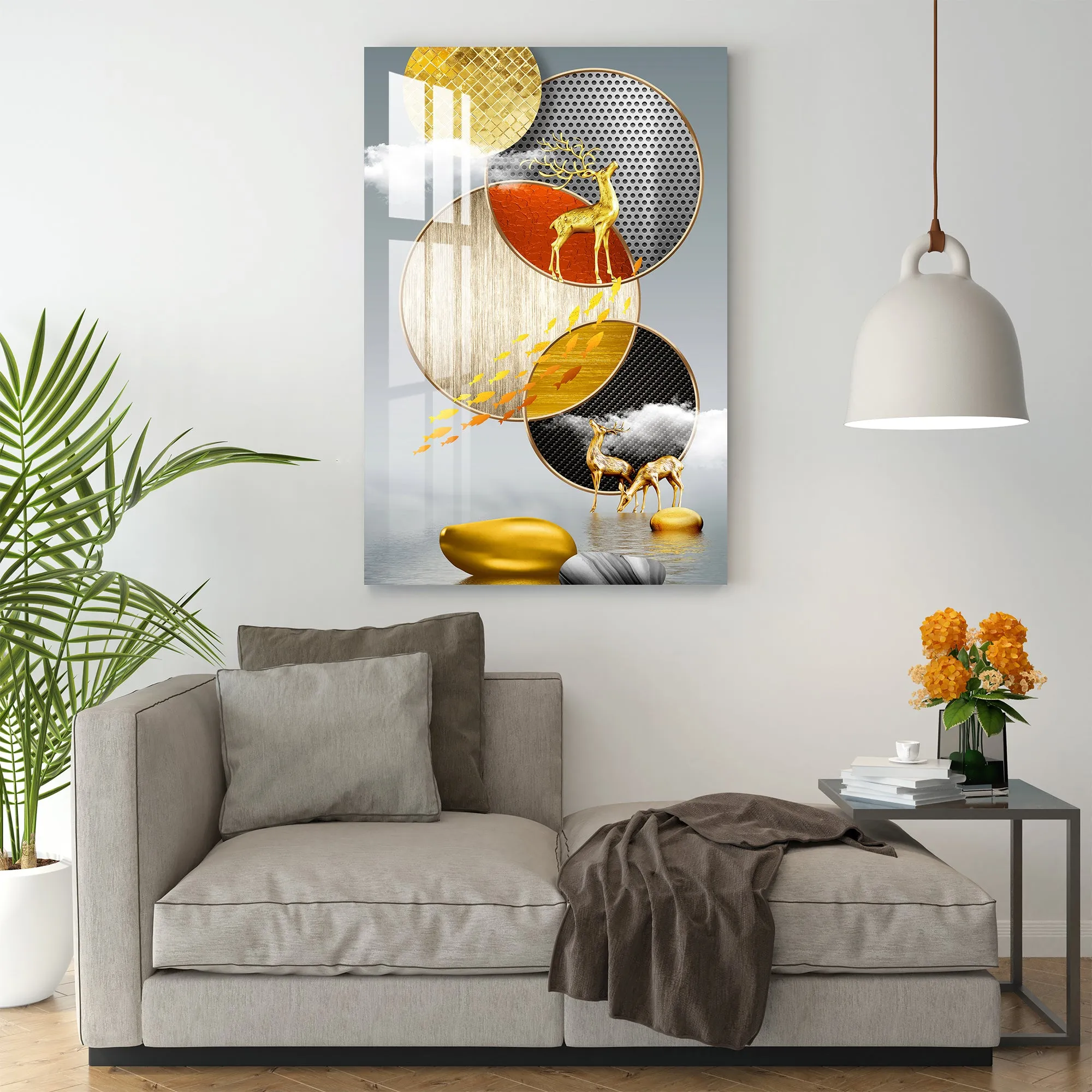 Abstract Fishes & Deer Acrylic Wall Art