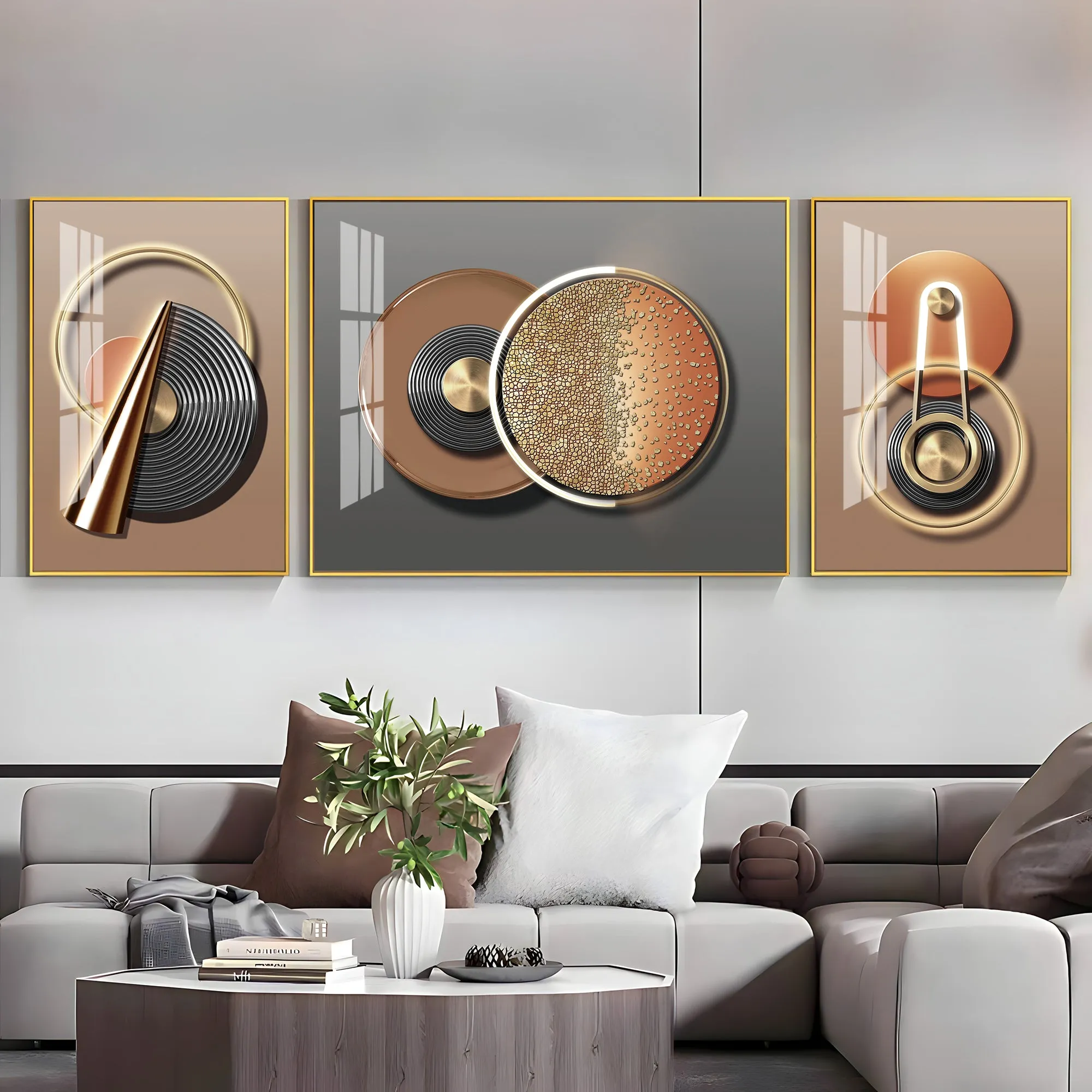 Abstract Geometry Premium Acrylic Wall Art (Set of 3)