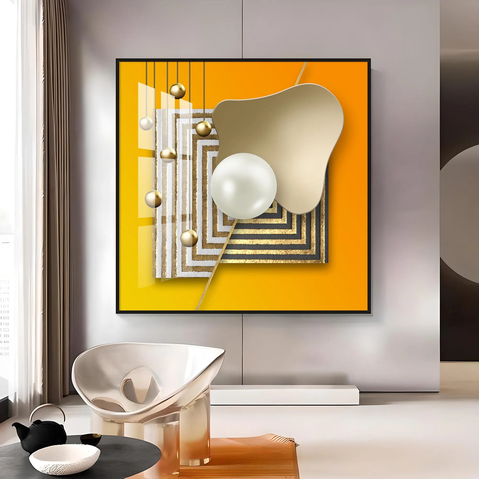 Abstract Gold Premium Acrylic Square Wall Art