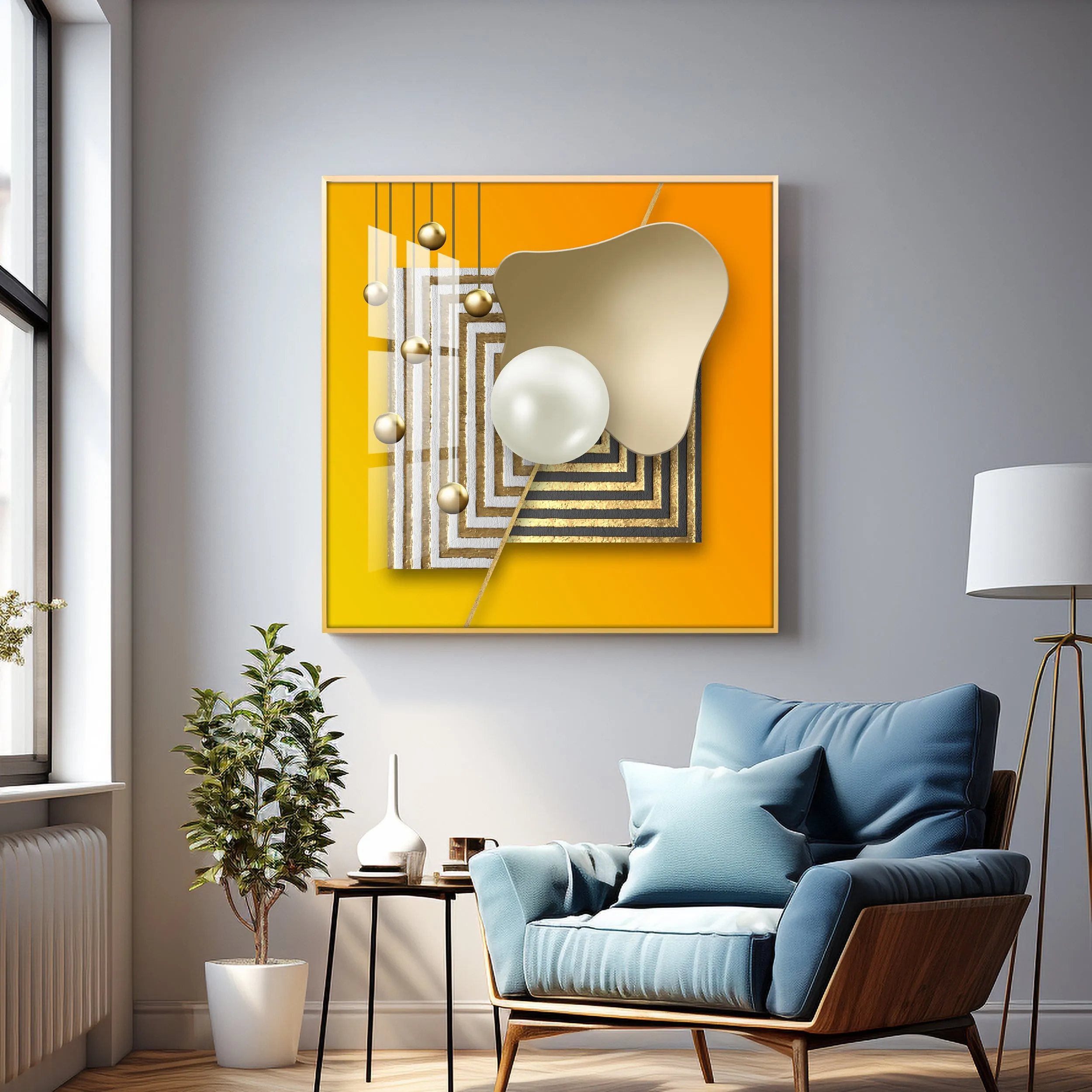 Abstract Gold Premium Acrylic Square Wall Art