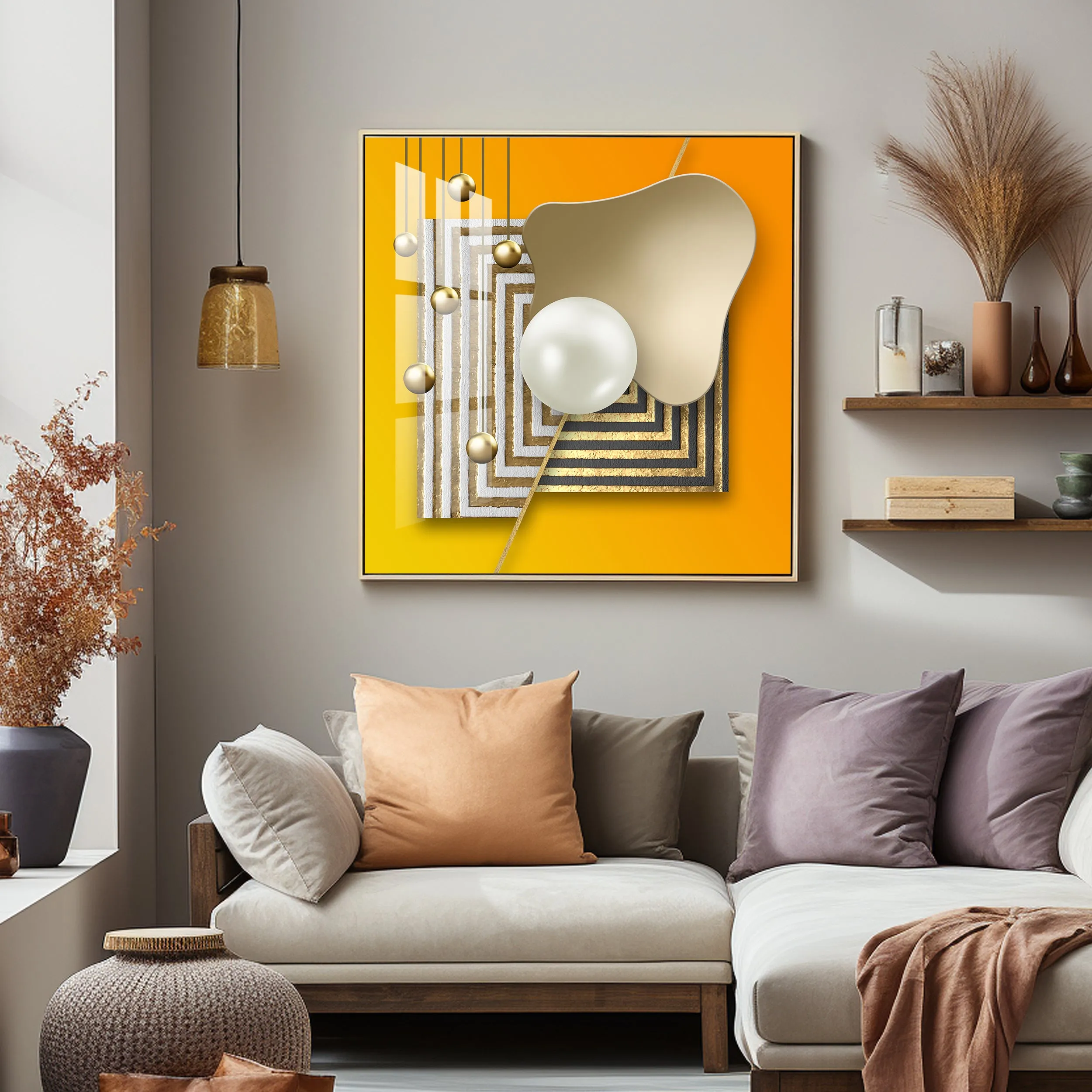 Abstract Gold Premium Acrylic Square Wall Art