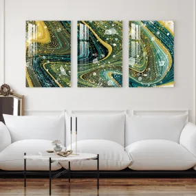 Abstract Wavy Lines Acrylic Wall Art (Set of 3)