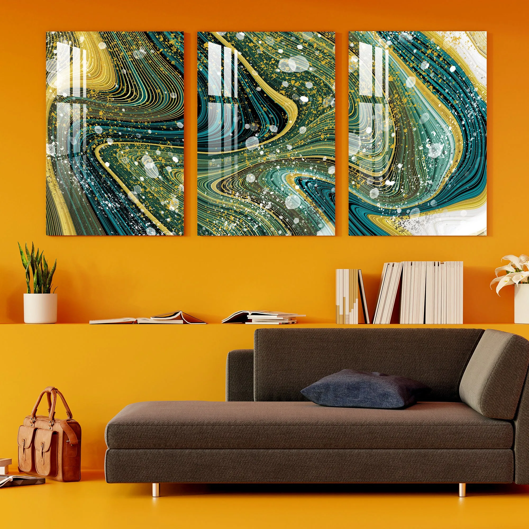 Abstract Wavy Lines Acrylic Wall Art (Set of 3)