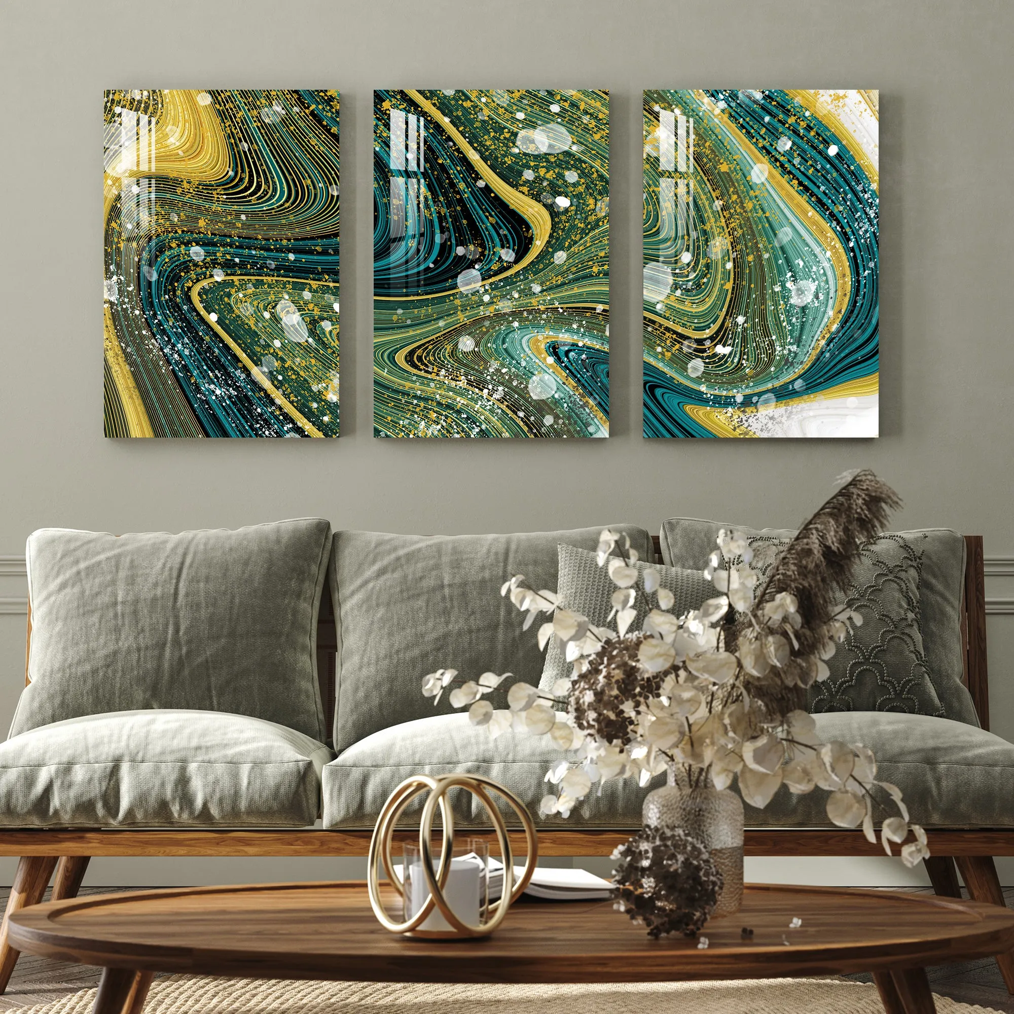 Abstract Wavy Lines Acrylic Wall Art (Set of 3)