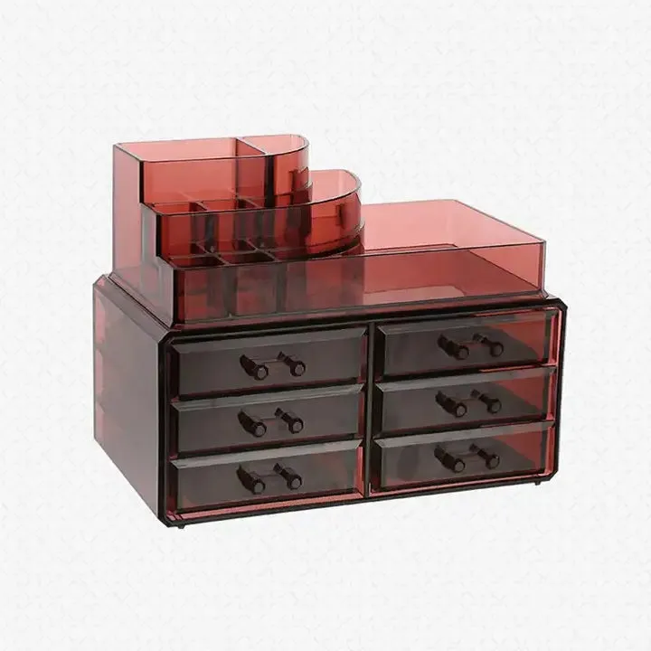 Acrylic 6 Drawers Makeup Organizer-(5300)Burgundy