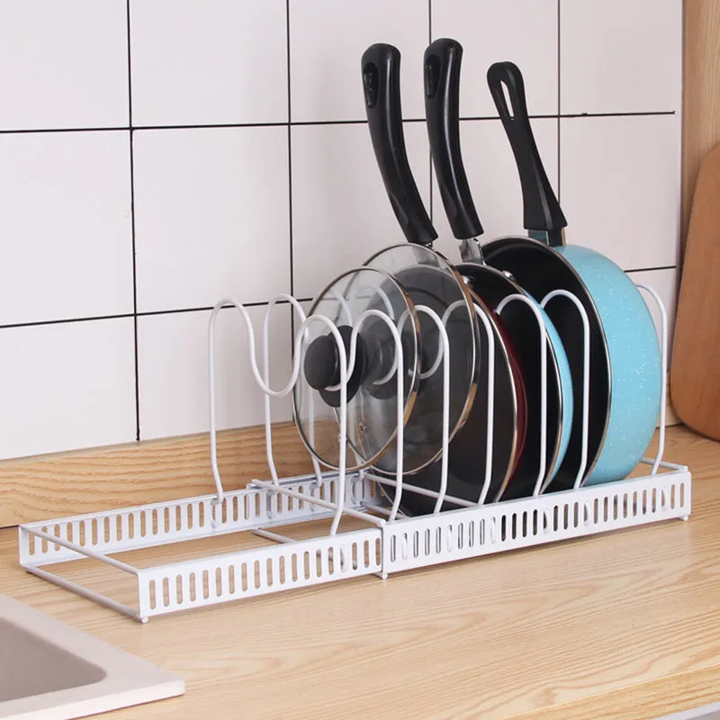 Adjustable Pot Lid Organizer Dividers Rack 7 Grid-White