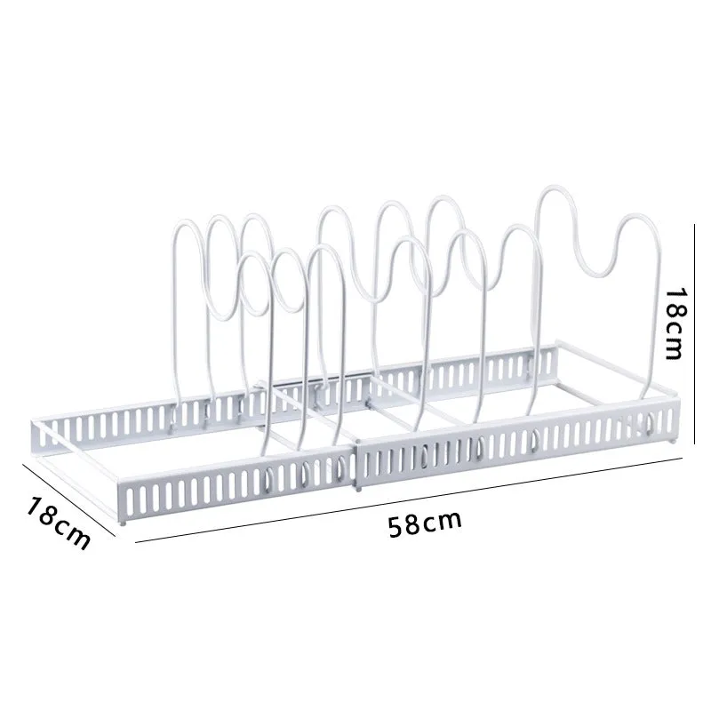 Adjustable Pot Lid Organizer Dividers Rack 7 Grid-White