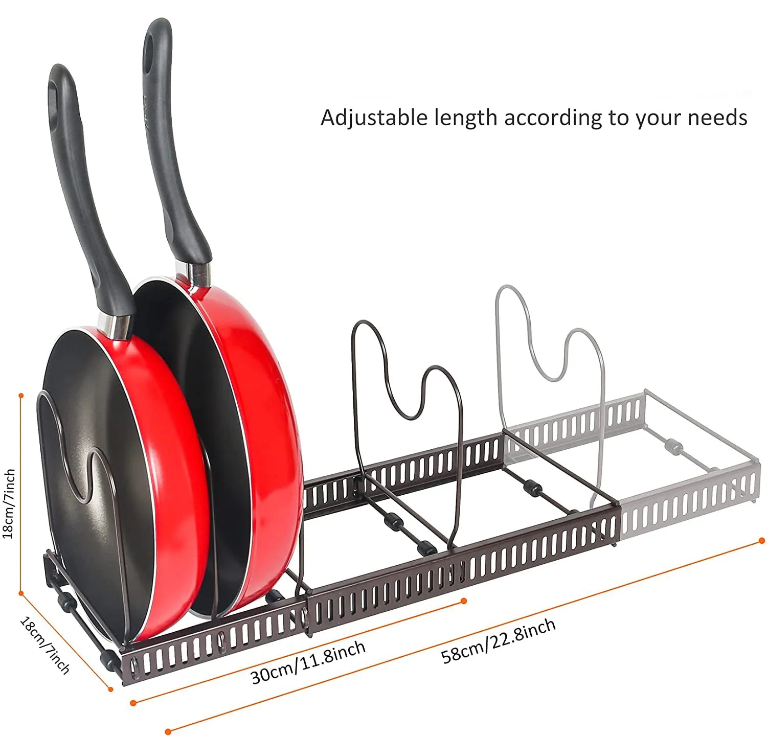 Adjustable Pot Lid Organizer Dividers Rack 7 Grid-White