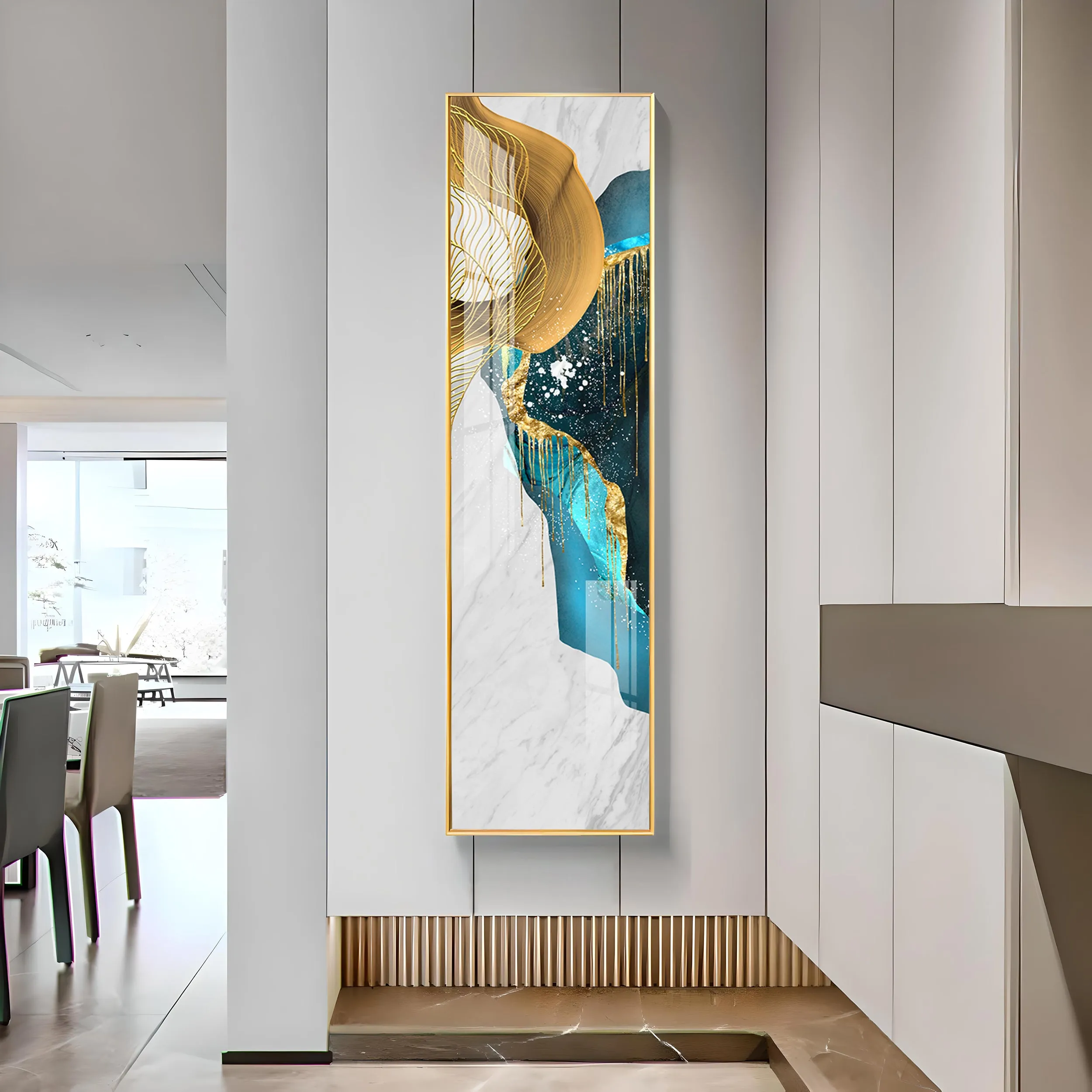 Aesthetic Blue & Golden Premium Acrylic Vertical Wall Art