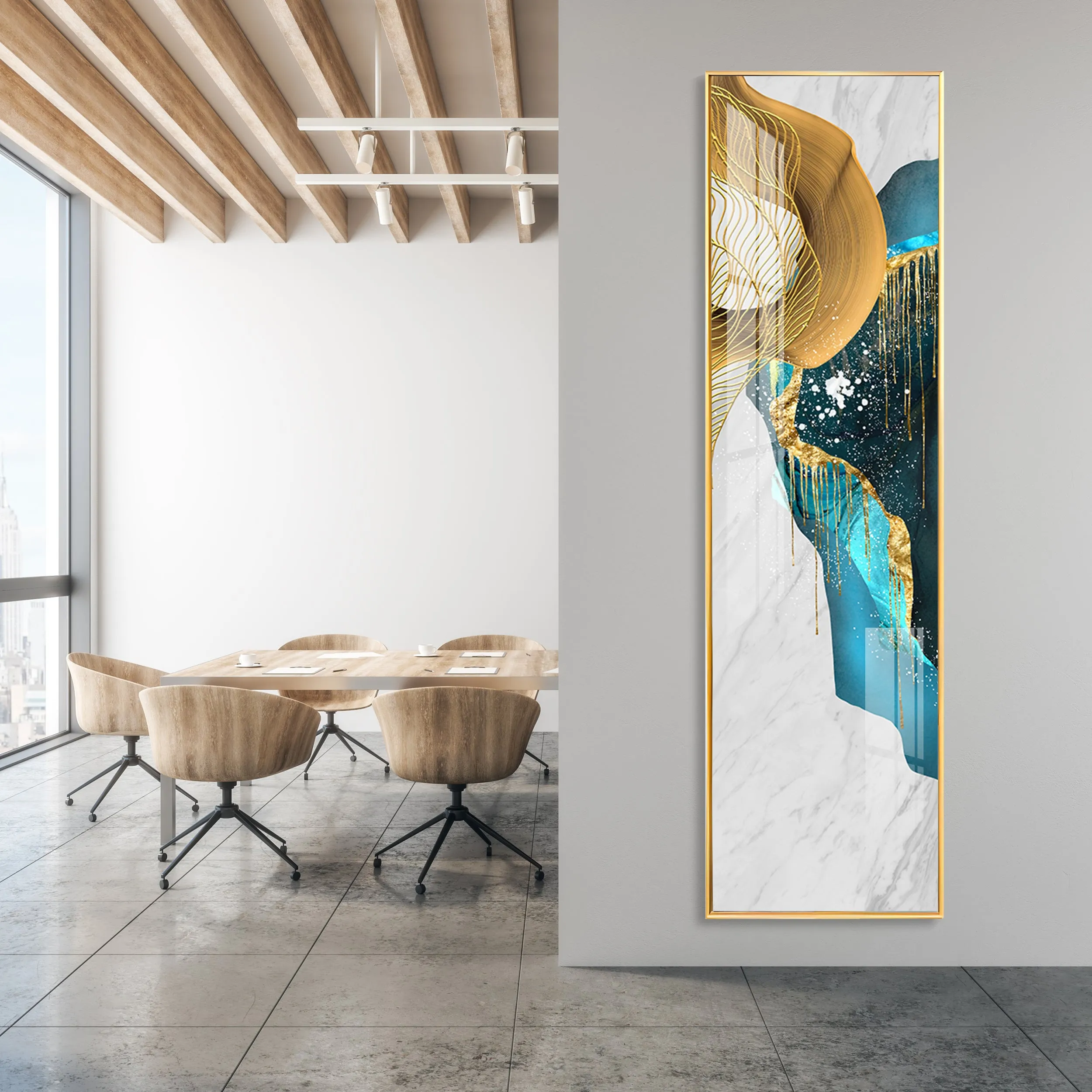 Aesthetic Blue & Golden Premium Acrylic Vertical Wall Art