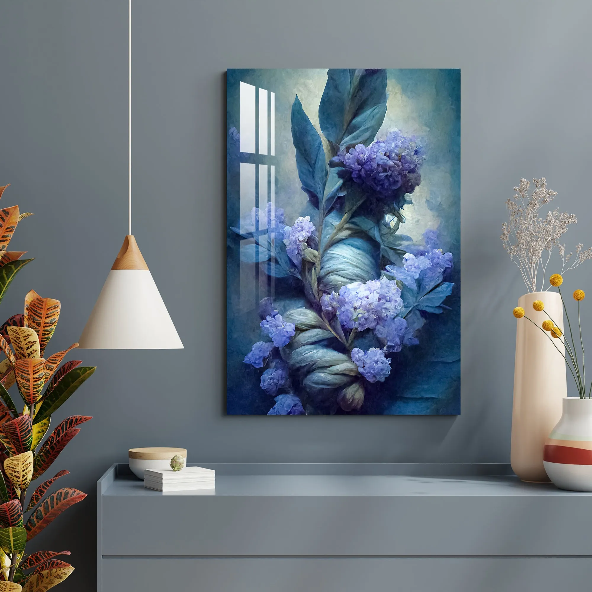 Aesthetic Purple Flowers Acrylic Wall Art