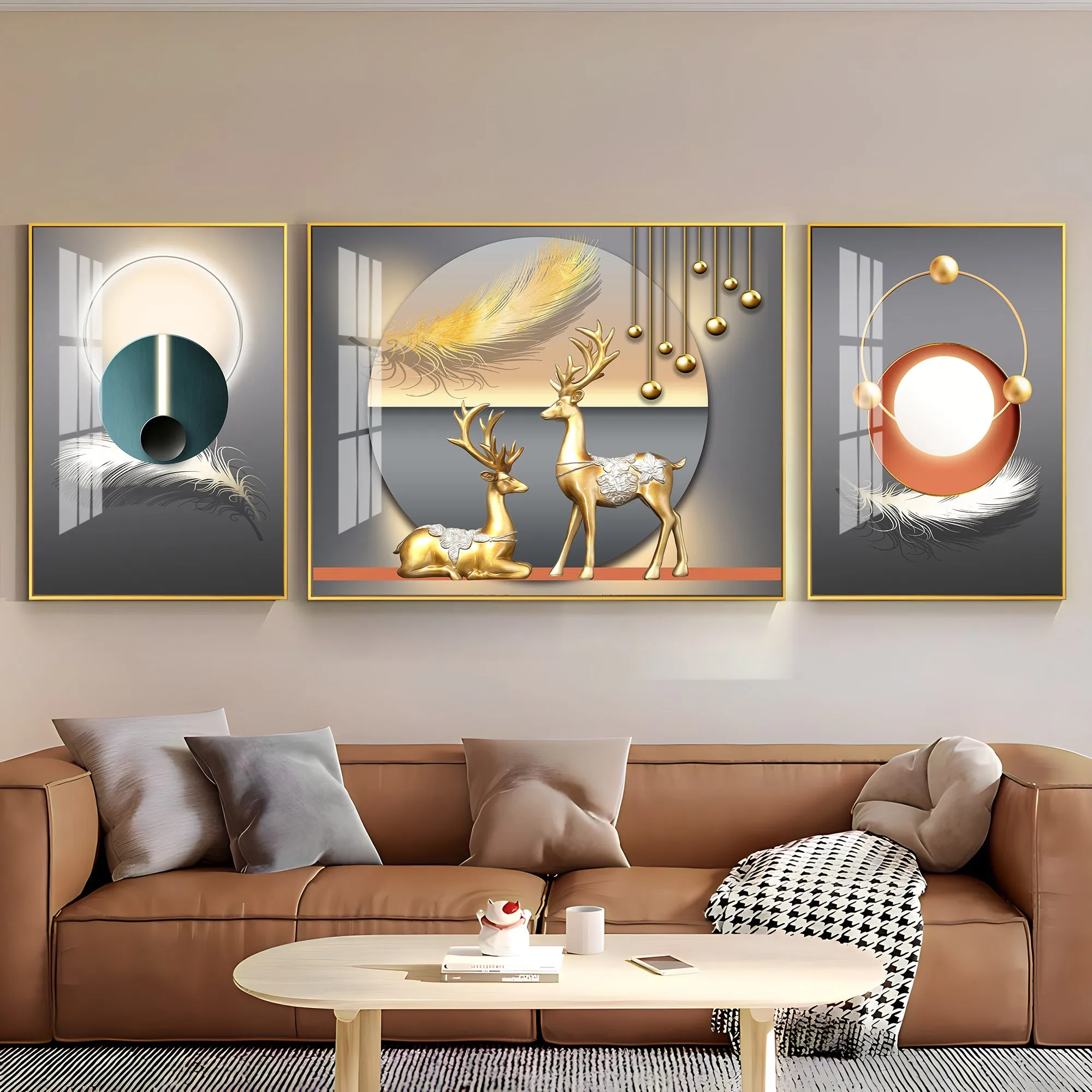 Altruistic Deer Premium Acrylic Wall Art (Set of 3)