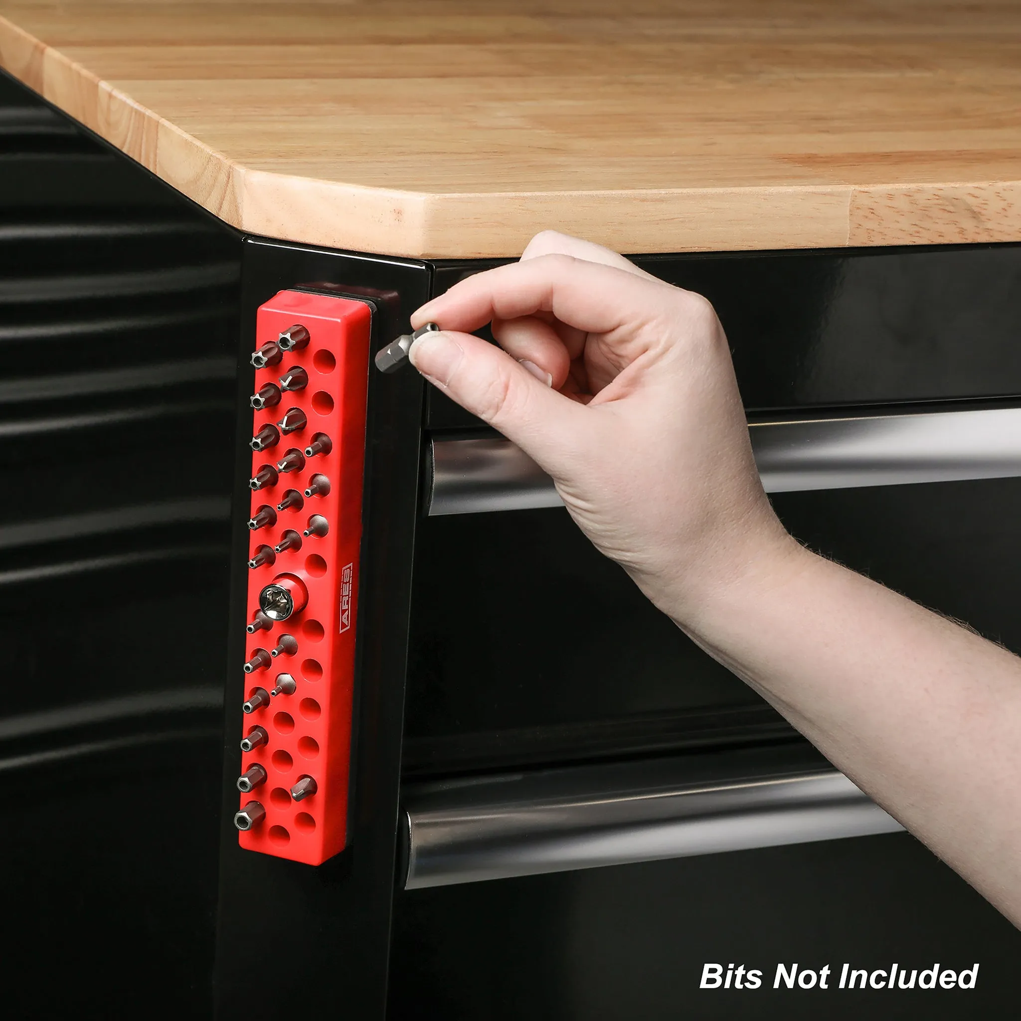 ARES 60011 - Red 37 Hole Hex Bit Organizer with Strong Magnetic Base