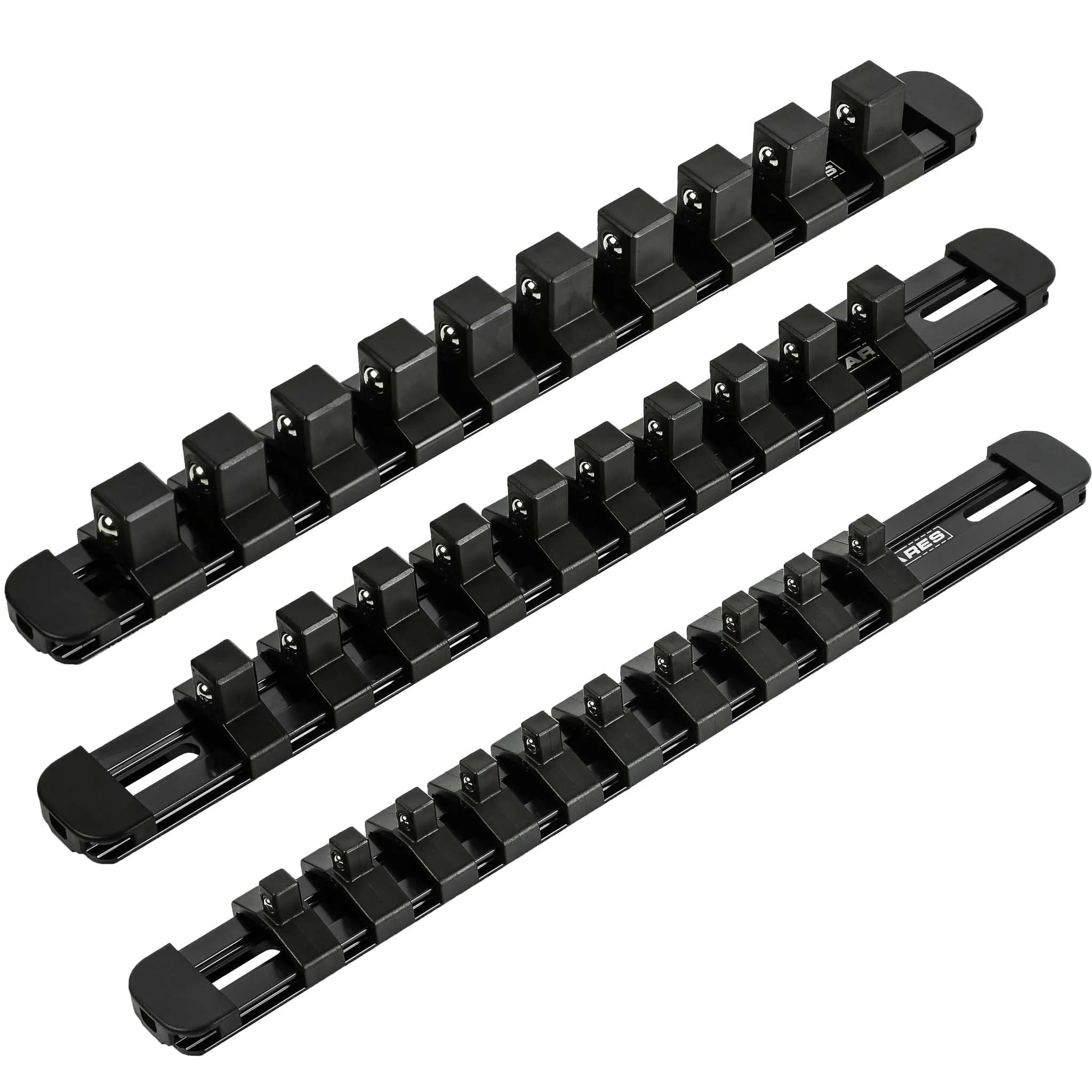 ARES 60108 - 3-Piece Black 9.84-Inch Aluminum Socket Rail Set with Locking End Caps