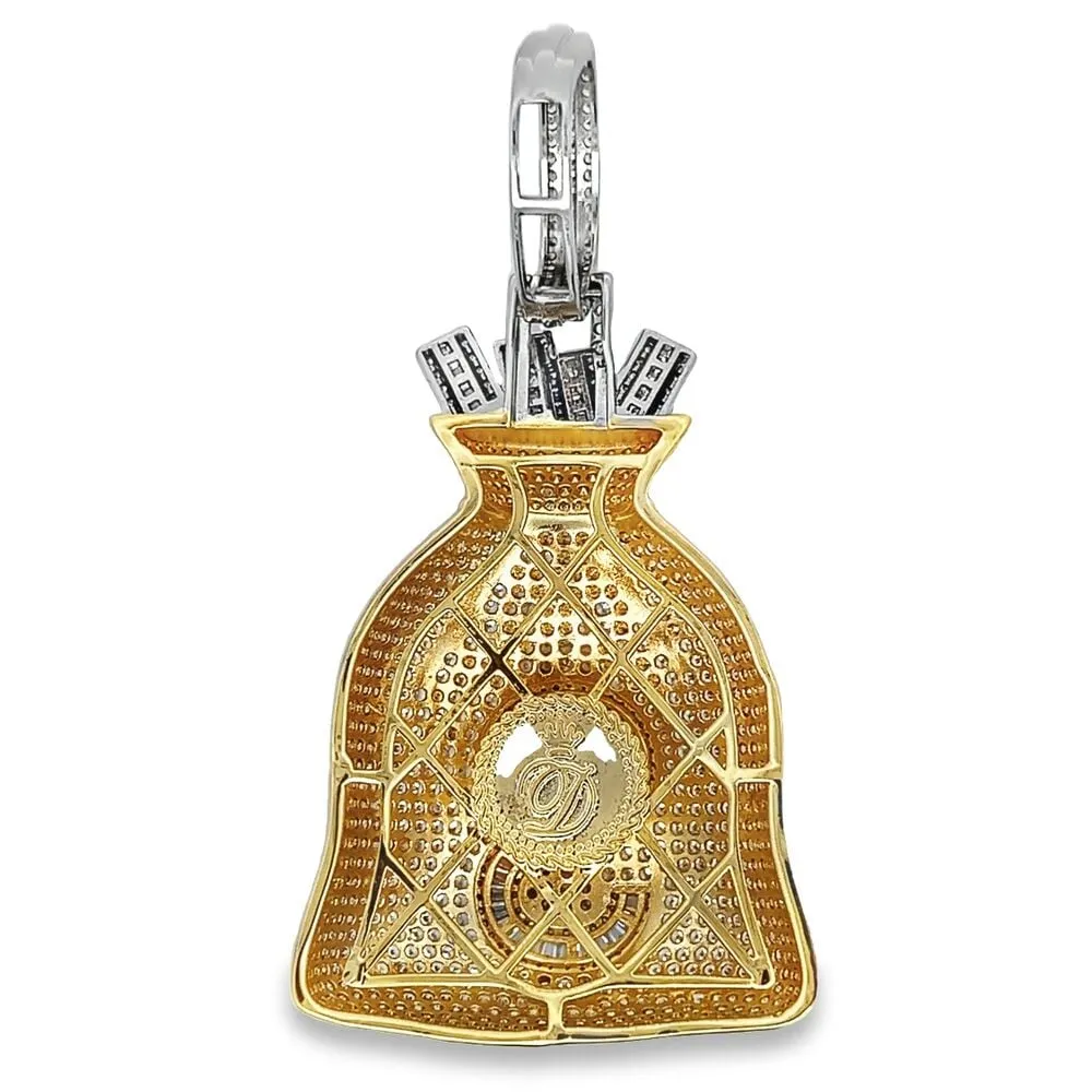 Baguette Money Bag Large CZ Hip Hop Iced Out Pendant