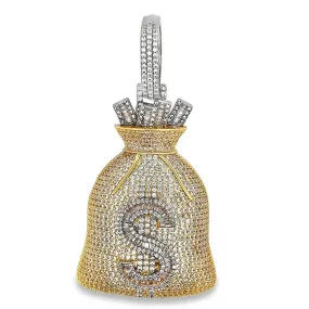 Baguette Money Bag Large CZ Hip Hop Iced Out Pendant