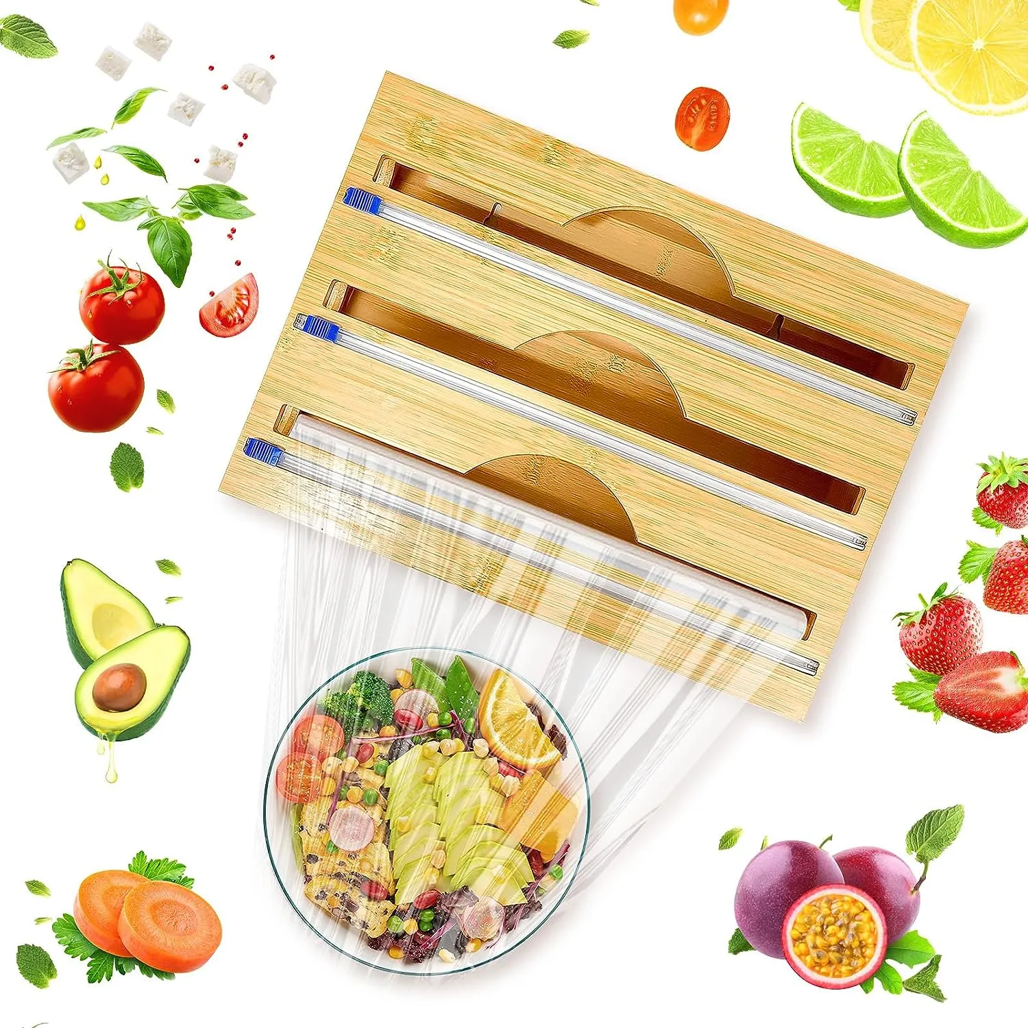 Bamboo 3 in 1 Wrap Organizer with Cutter