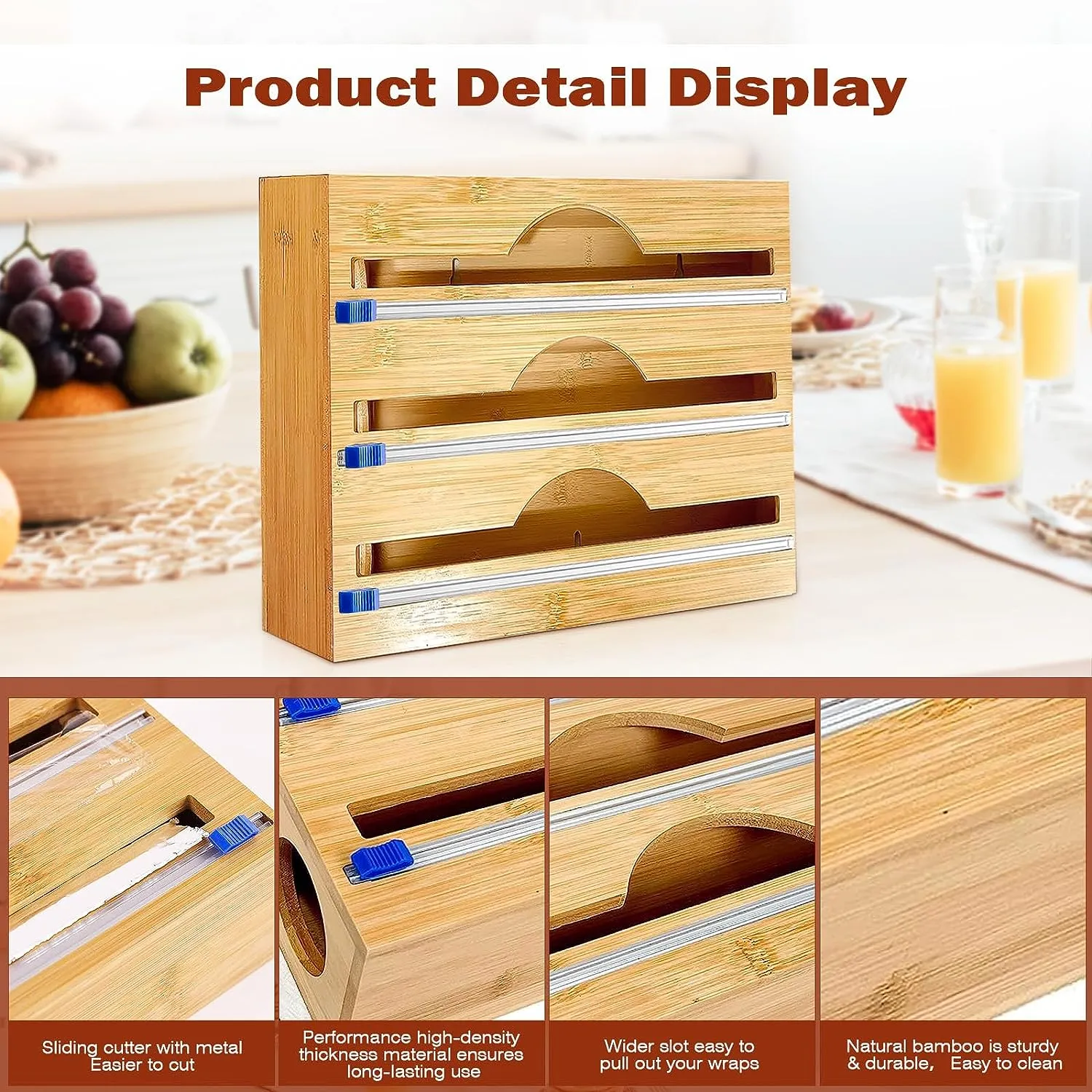 Bamboo 3 in 1 Wrap Organizer with Cutter