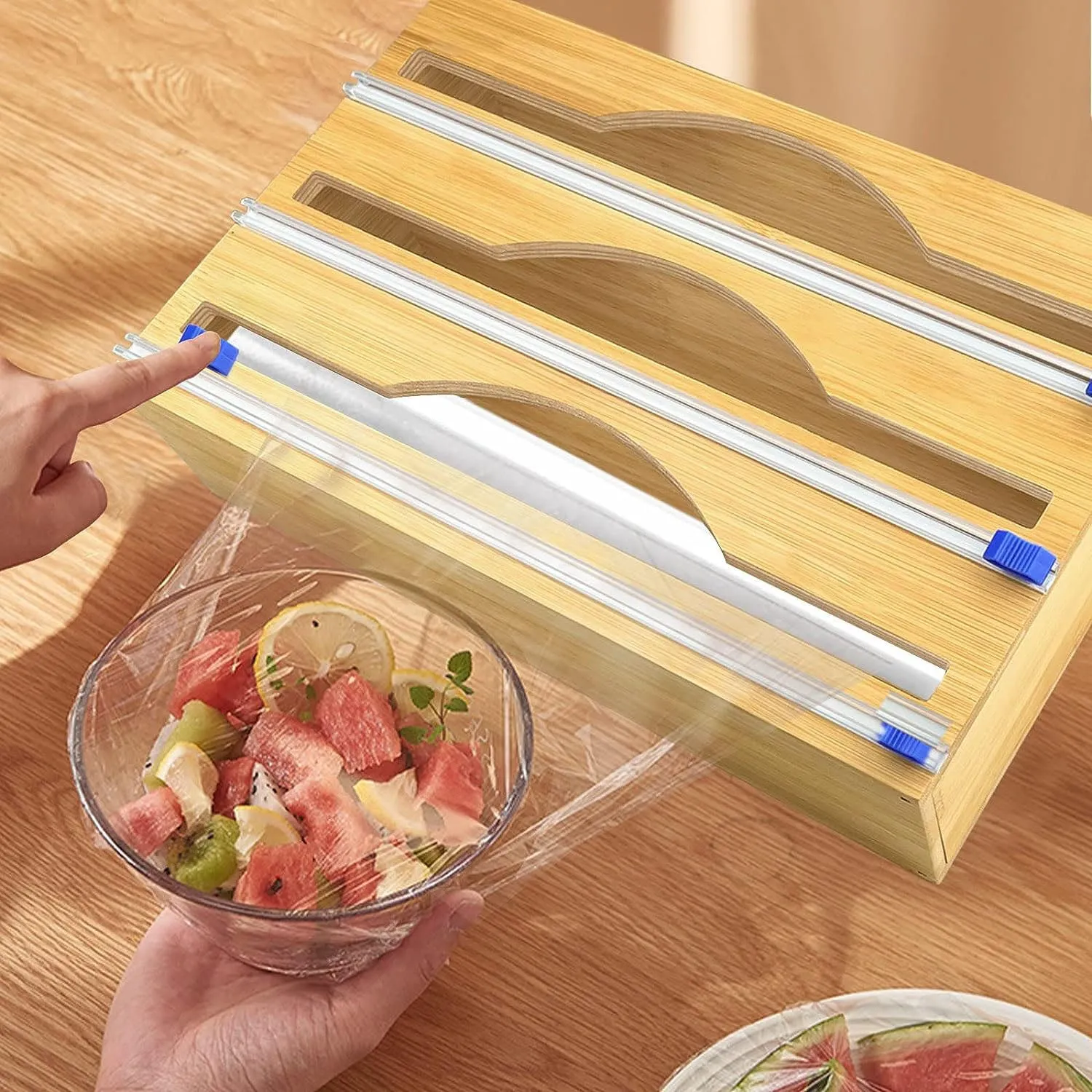 Bamboo 3 in 1 Wrap Organizer with Cutter