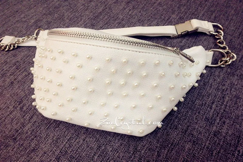 BELT BAG with Pearl in Fashion and Luxury : Fanny Pack, Waist Bag, Hip Bag, Travel Pouch, Hands Free Bag, Boho, Duck Canvas Bag