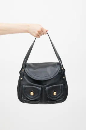 Black & Gold Leather Contrast Stitch Bag