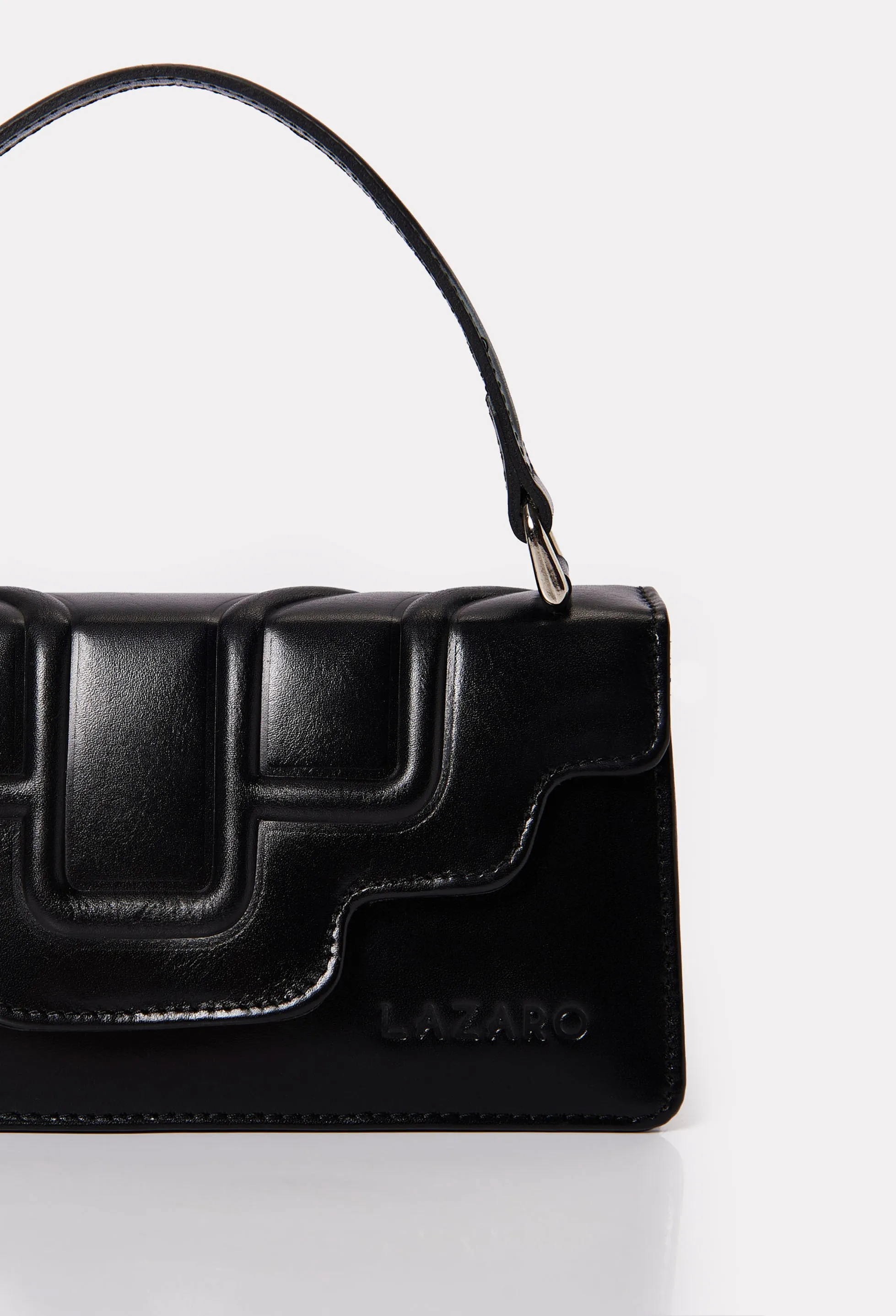 Black Leather Crossbody Flap Bag 'Hilda'