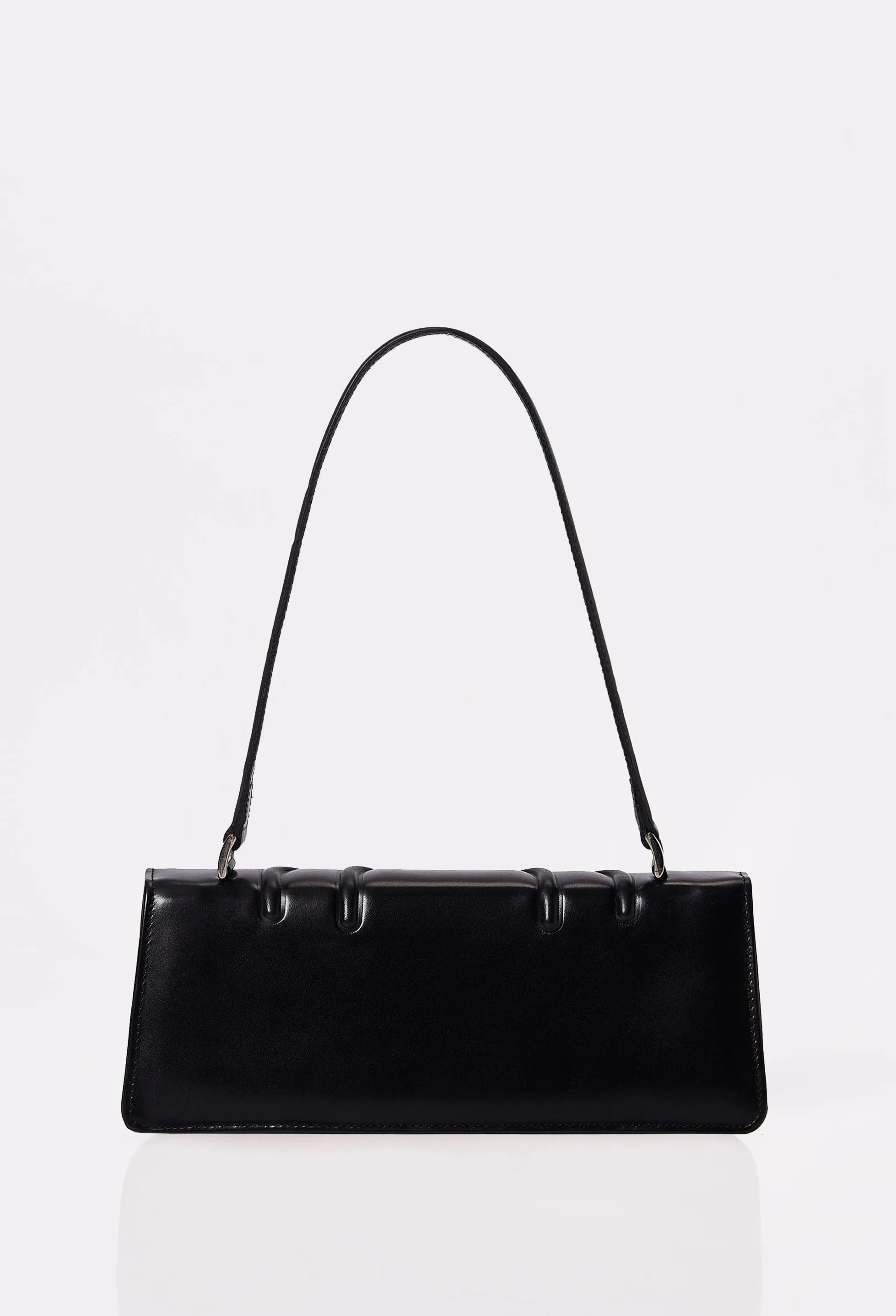 Black Leather Shoulder Flap Bag 'Hilda'