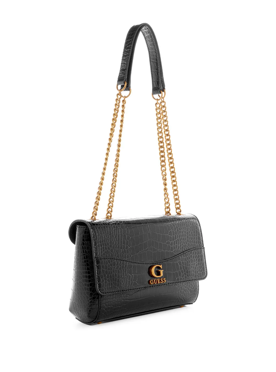 Black Nell Croco Crossbody Bag