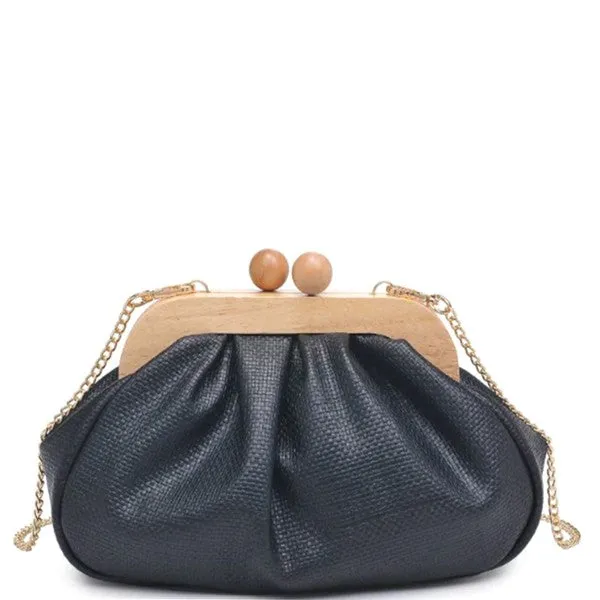 Black Smooth Texture All Over Enya Clutch Bag